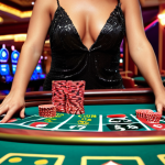 **Casino Table Games Variety:** A vibrant casino scene featuring various table games like Blackjack, Poker, Roulette, and Baccarat, highlighting the excitement and options available.